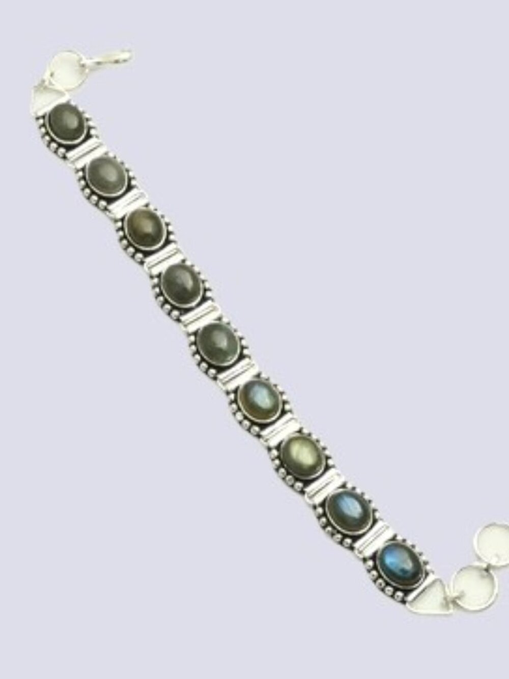 Labradorite Gemstone Sterling Silver Bracelet  26 Gms